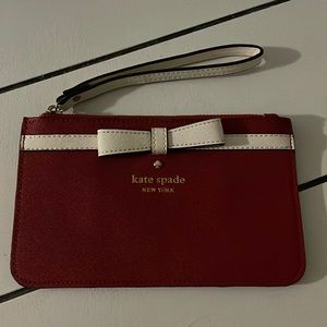 Red Kate Spade Wristlet Wallet with White Bow